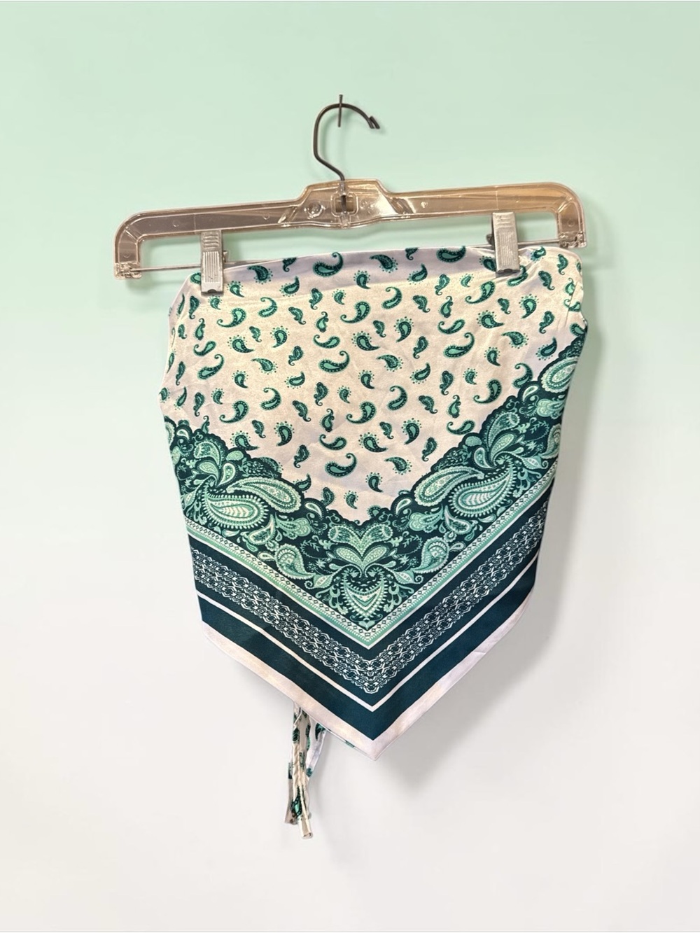 Green & White Paisley Bandana Top
